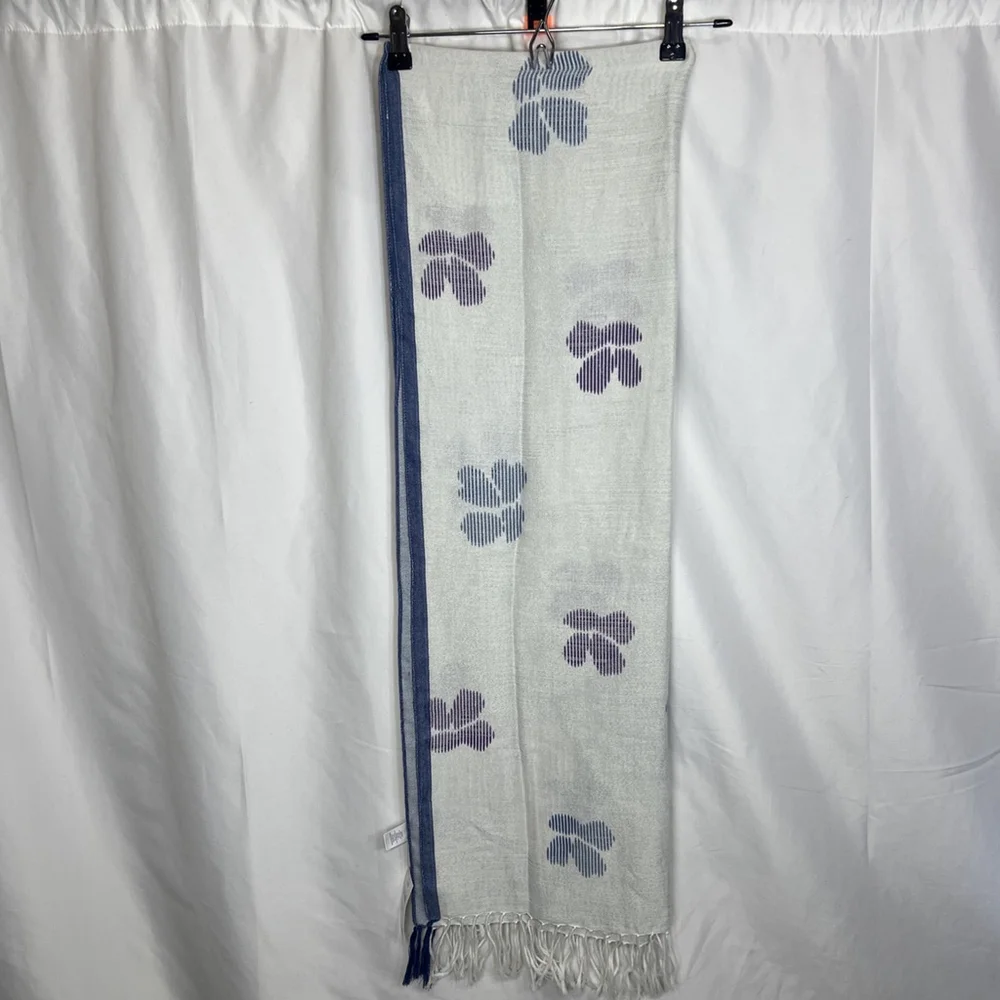 J.jill Striped Flower Scarf In Sapphire Multi Wrap Shawl Cottage Romantic Boho